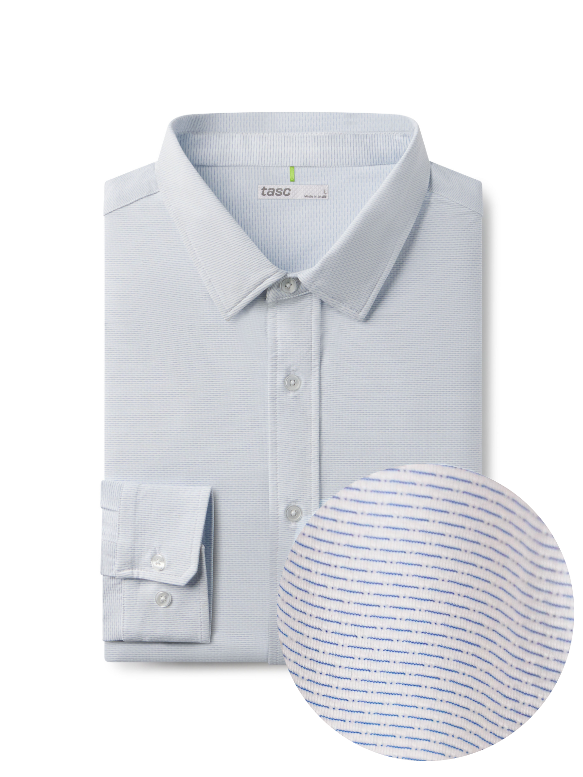 tasc Performance Wayfarer Classic Fit Knit Button Down - French Blue Dash Oxford