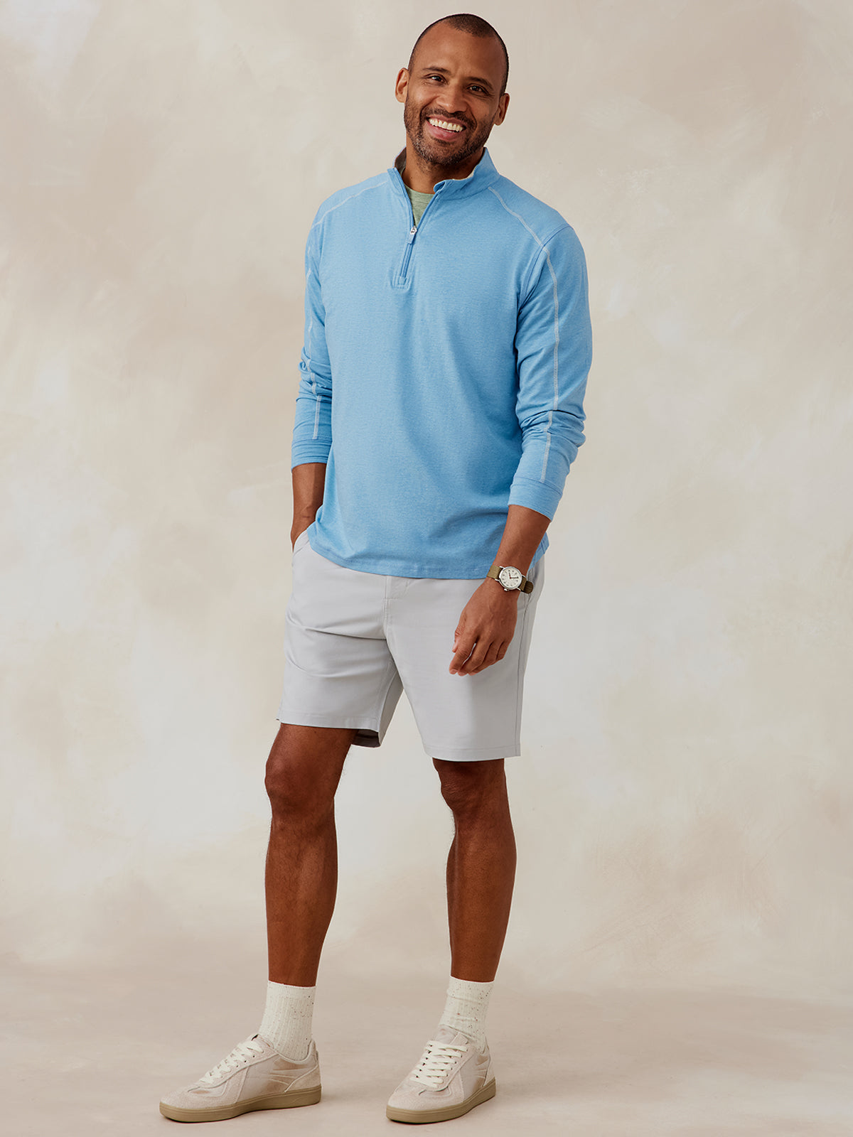 tasc Performance Carrollton Lightweight Quarter Zip - Skylight Heather