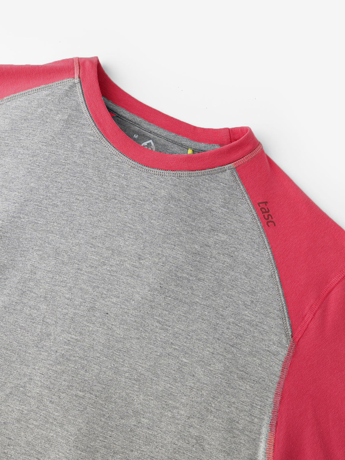 tasc Performance Carrollton Long Sleeve Baseball T-Shirt - Light Heather Gray/Crimson