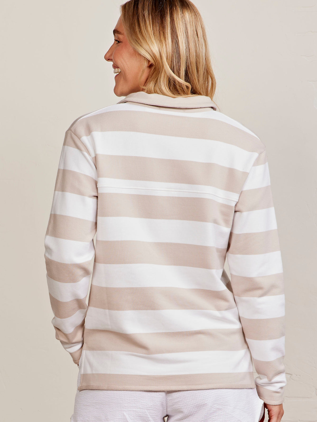 tasc Performance French Terry Polo Sweatshirt - Stripe