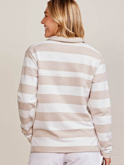 tasc Performance French Terry Polo Sweatshirt - Stripe