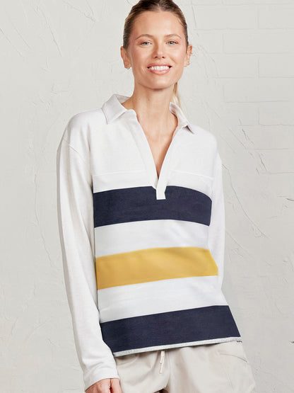 tasc Performance French Terry Polo Sweatshirt - Stripe