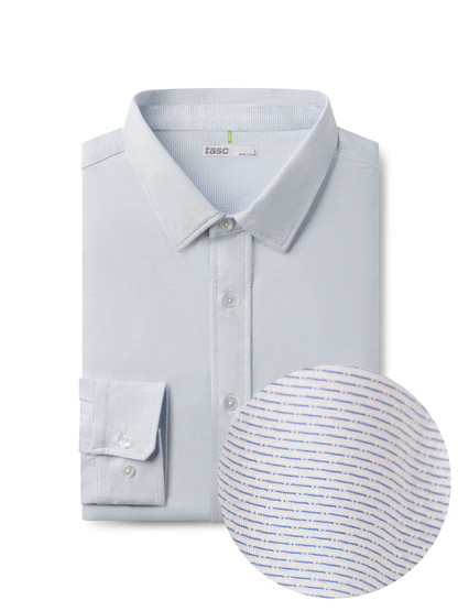 tasc Performance Wayfarer Classic Fit Knit Button Down - French Blue Dash Oxford