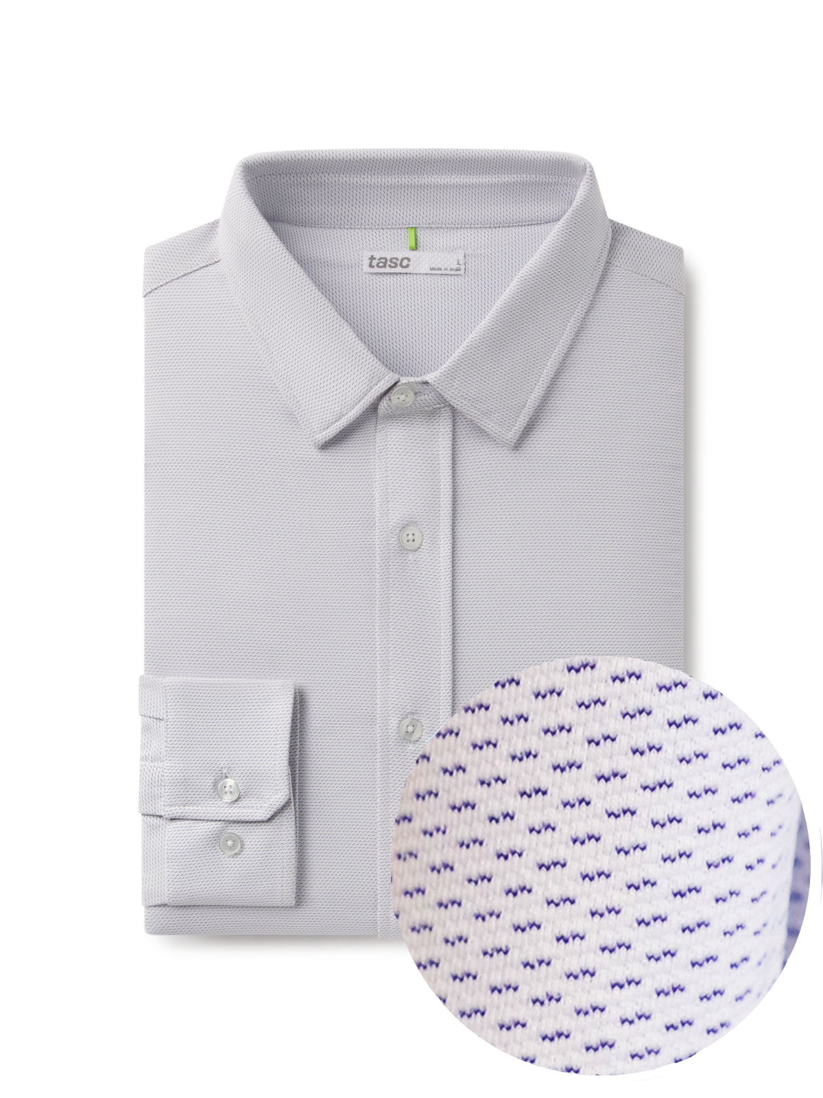 tasc Performance Wayfarer Classic Fit Knit Button Down - Iris Birdseye