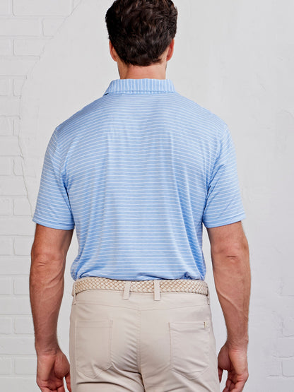 tasc Performance Cloud Polo Brookline Stripe - Polar Heather/White