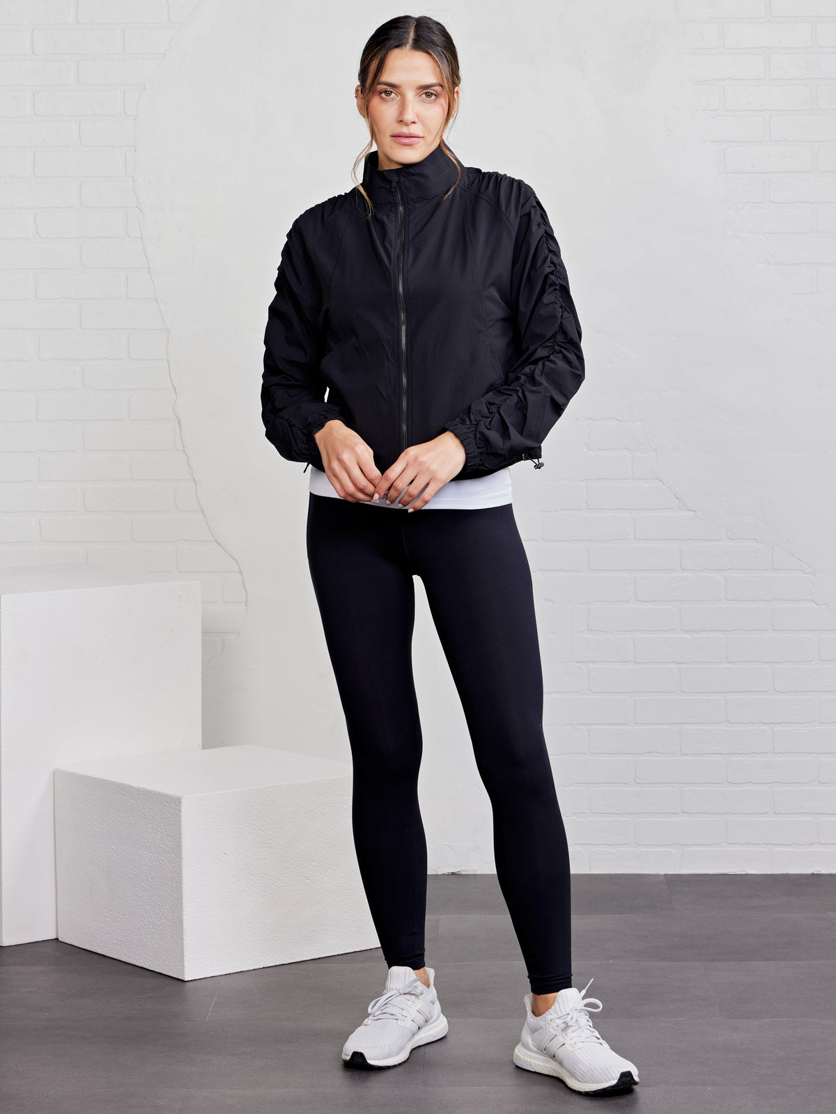 tasc Performance Jet Set Ruched Windbreaker - Black