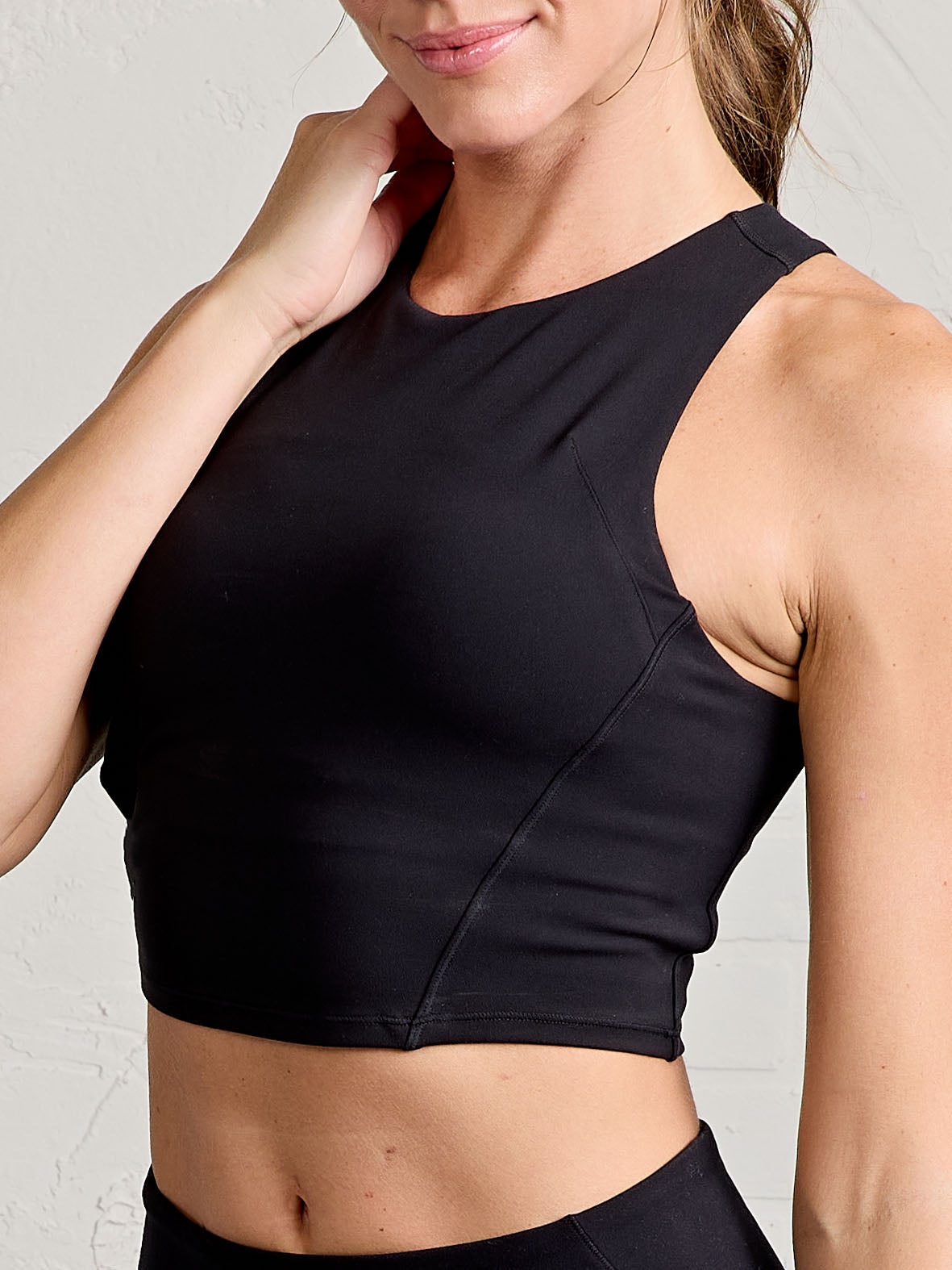 tasc Performance Sculptive Crop Tank with Built-in Bra - Black