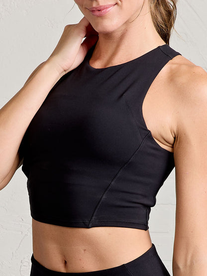 tasc Performance Sculptive Crop Tank with Built-in Bra - Black