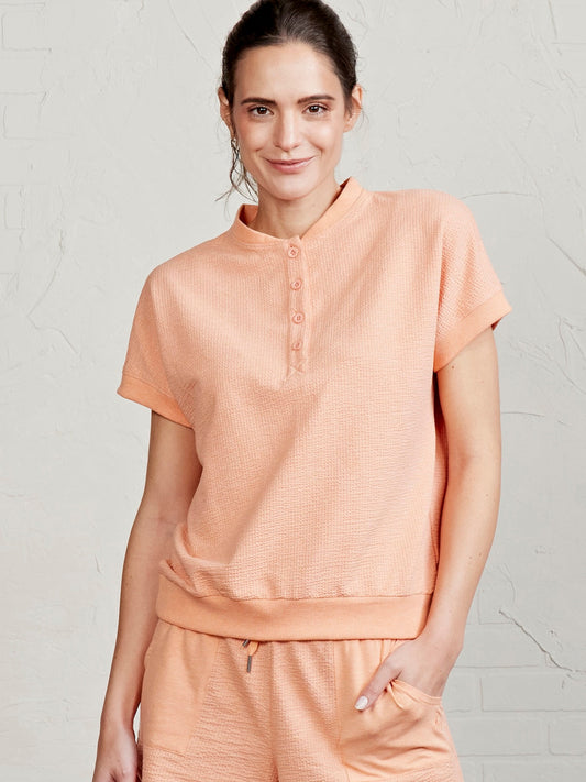 tasc Performance Villa Knit Seersucker Short Sleeve Henley