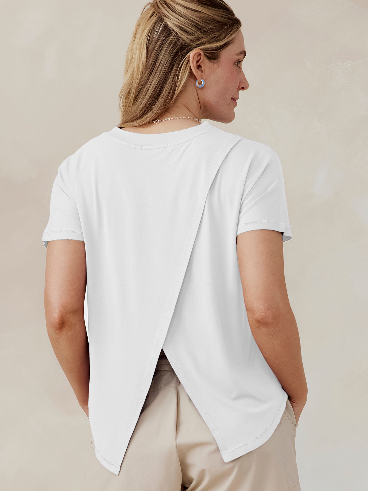 tasc Performance Uptown Luxe Cross Back T-Shirt - White