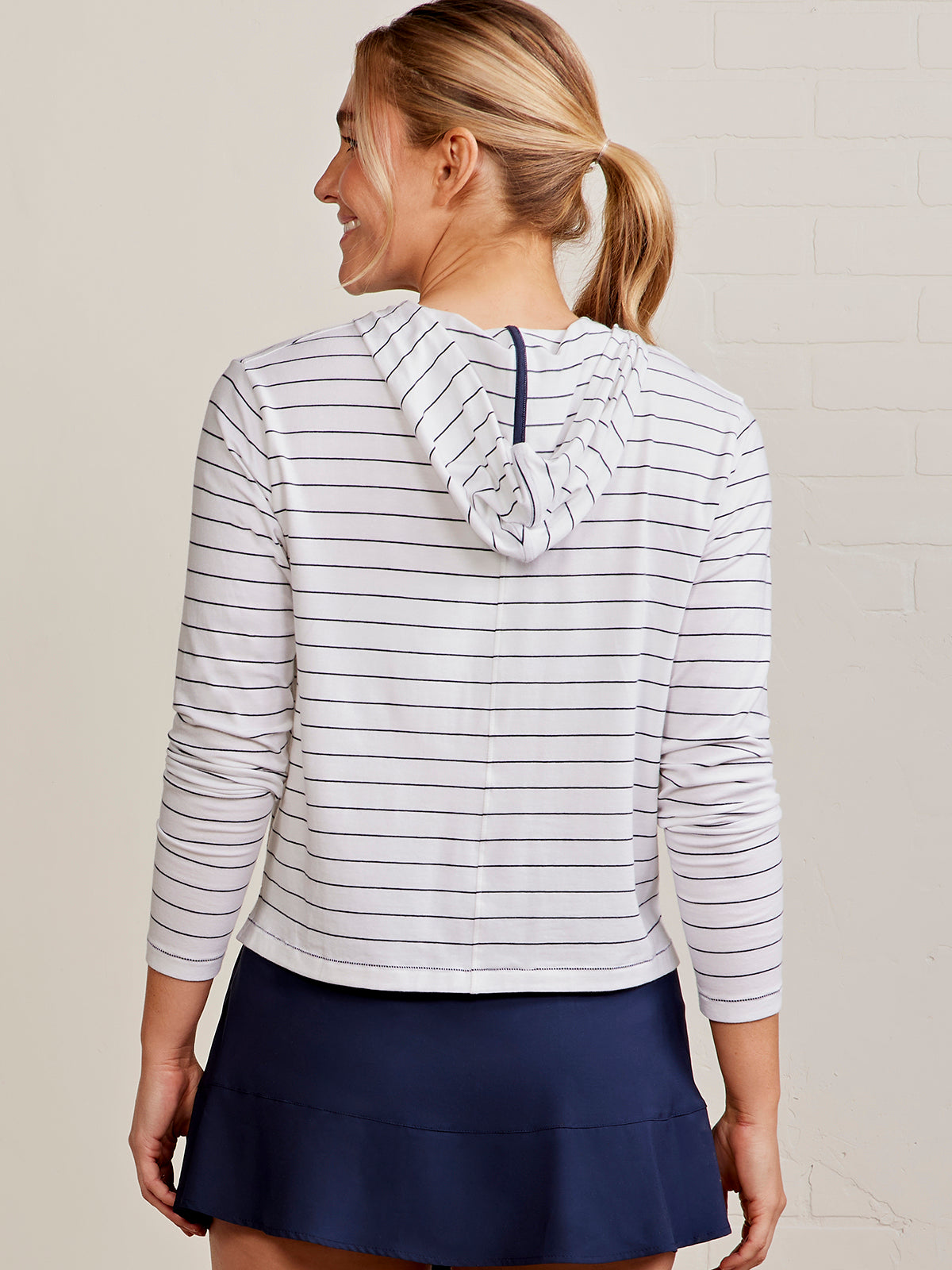 tasc Performance Boardwalk Stripe Pocket Hoodie - White/Classic Navy