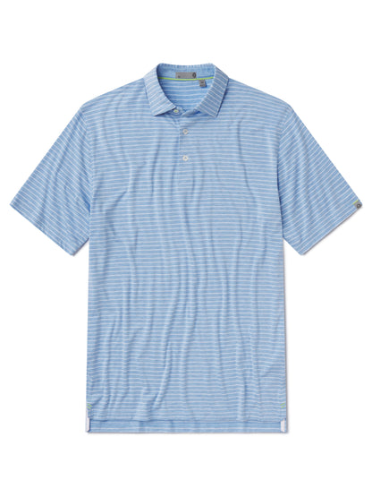 tasc Performance Cloud Polo Brookline Stripe - Polar Heather/White