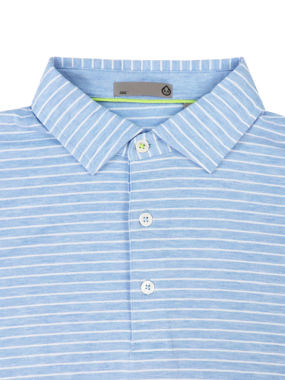 tasc Performance Cloud Polo Brookline Stripe - Polar Heather/White