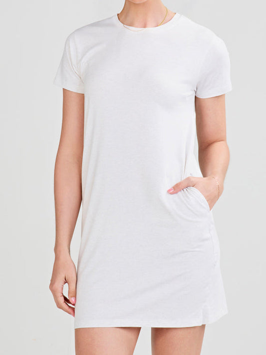 tasc Performance All Day T-Shirt Dress - Coconut Heather