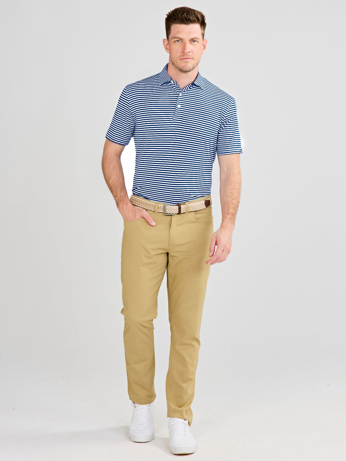 tasc Performance Cloud Polo Air Stripe - Classic Navy/White