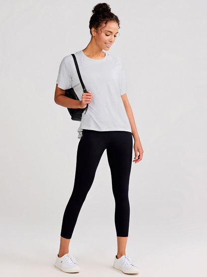 tasc Performance Uptown Luxe Cross Back T-Shirt - Light Heather Gray