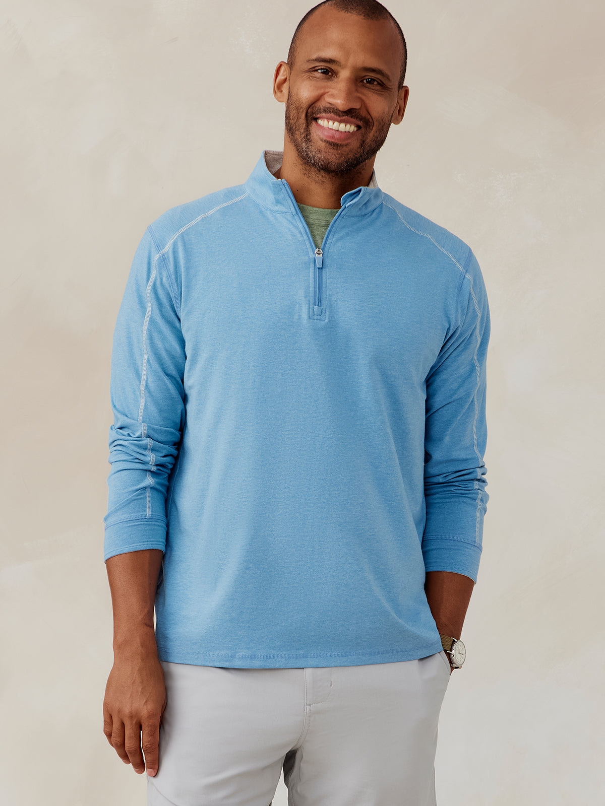 tasc Performance Carrollton Lightweight Quarter Zip - Skylight Heather