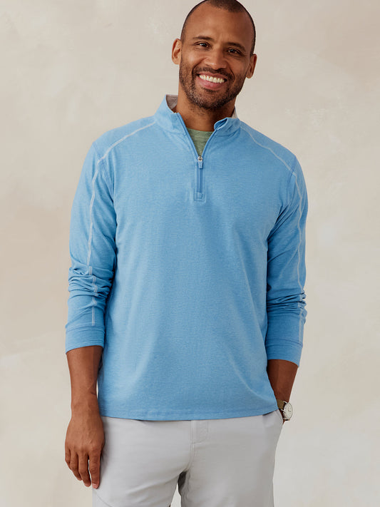 tasc Performance Carrollton Lightweight Quarter Zip - Skylight Heather