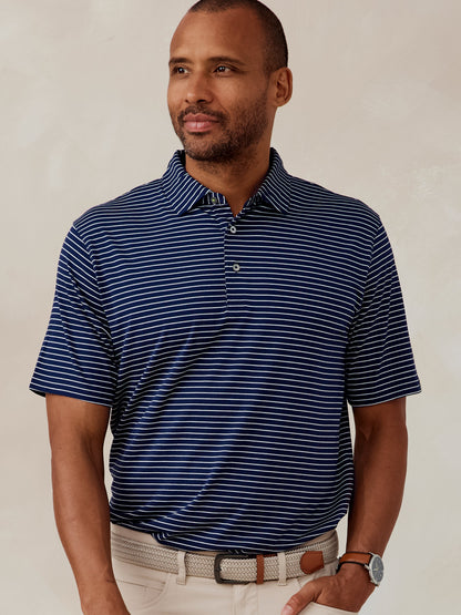 tasc Performance Cloud Polo Brookline Stripe - Classic Navy/White