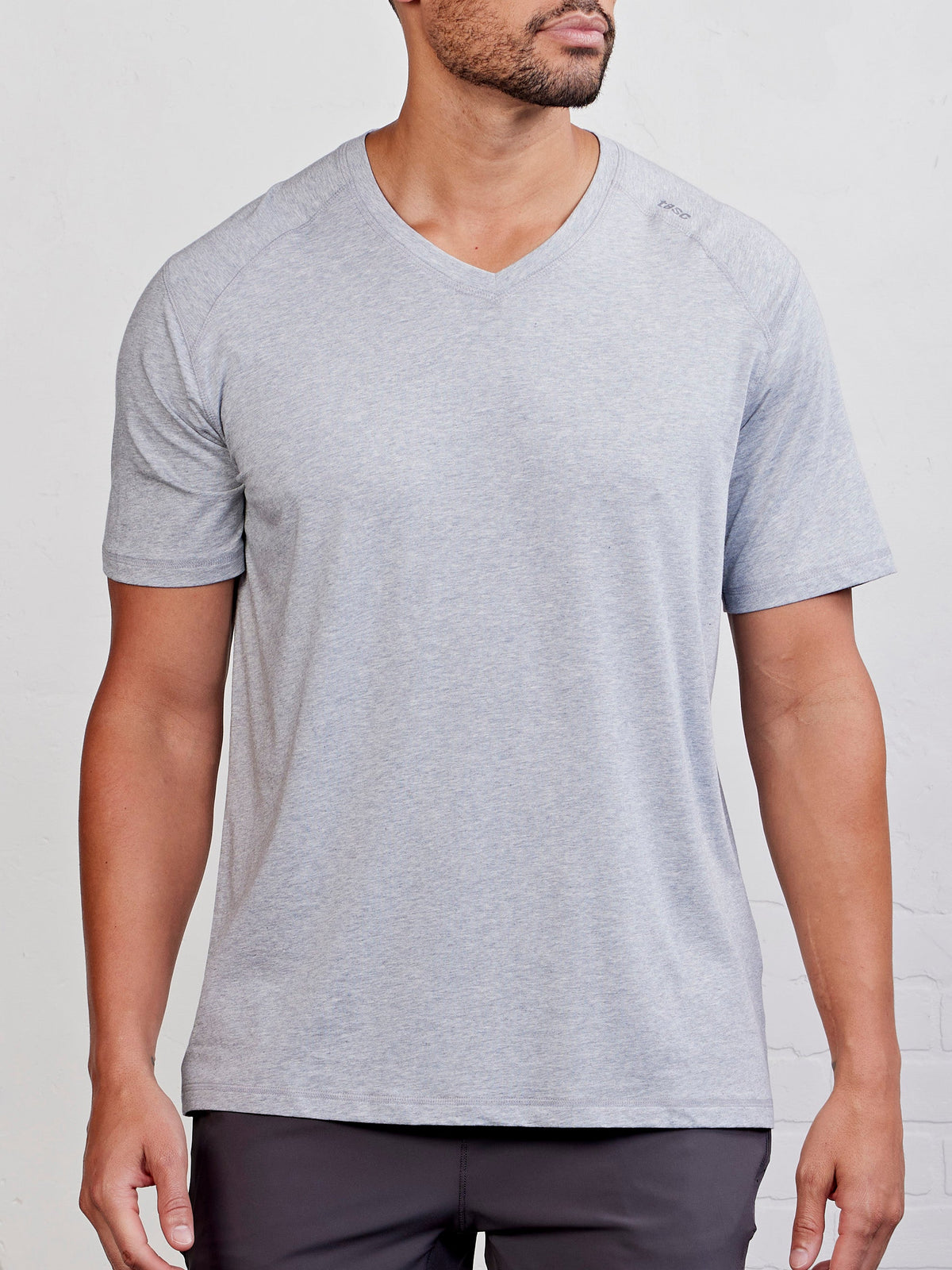 tasc Performance Carrollton V-Neck T-Shirt - Perfect Gray Heather