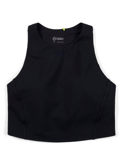 tasc Performance Sculptive Crop Tank with Built-in Bra - Black
