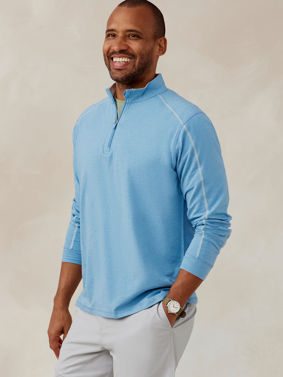 tasc Performance Carrollton Lightweight Quarter Zip - Skylight Heather