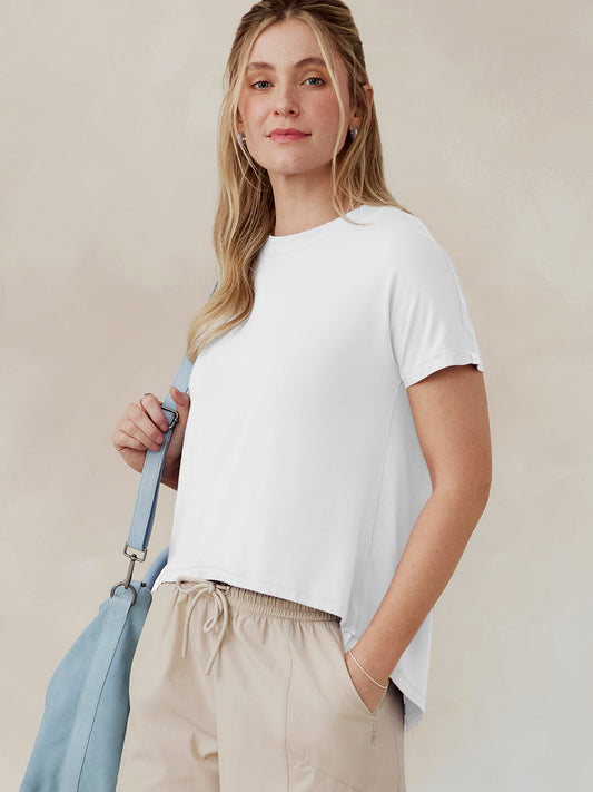 tasc Performance Uptown Luxe Cross Back T-Shirt - White