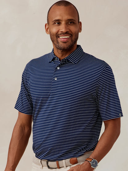 tasc Performance Cloud Polo Brookline Stripe - Classic Navy/White