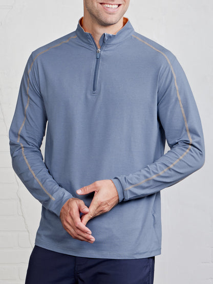 tasc Performance Carrollton Lightweight Quarter Zip - Anchor/Papaya