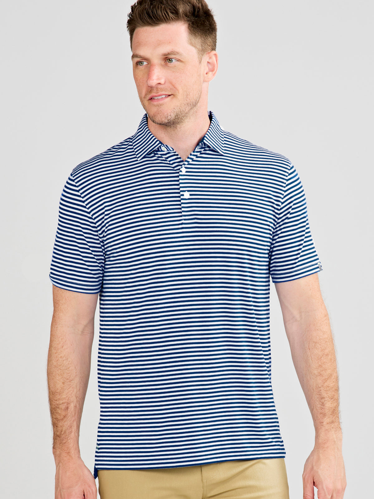tasc Performance Cloud Polo Air Stripe - Classic Navy/White