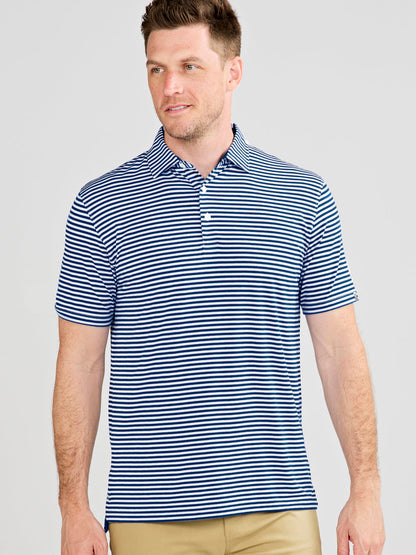 tasc Performance Cloud Polo Air Stripe - Classic Navy/White