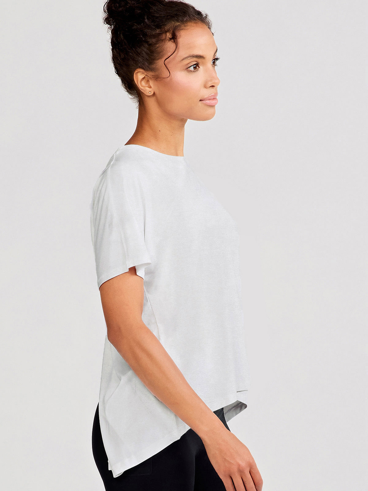 tasc Performance Uptown Luxe Cross Back T-Shirt - Light Heather Gray