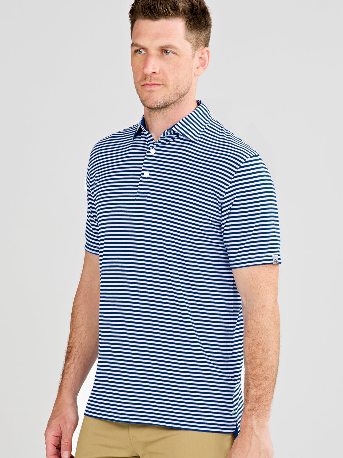 tasc Performance Cloud Polo Air Stripe - Classic Navy/White