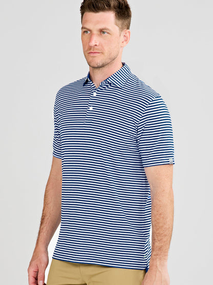 tasc Performance Cloud Polo Air Stripe - Classic Navy/White