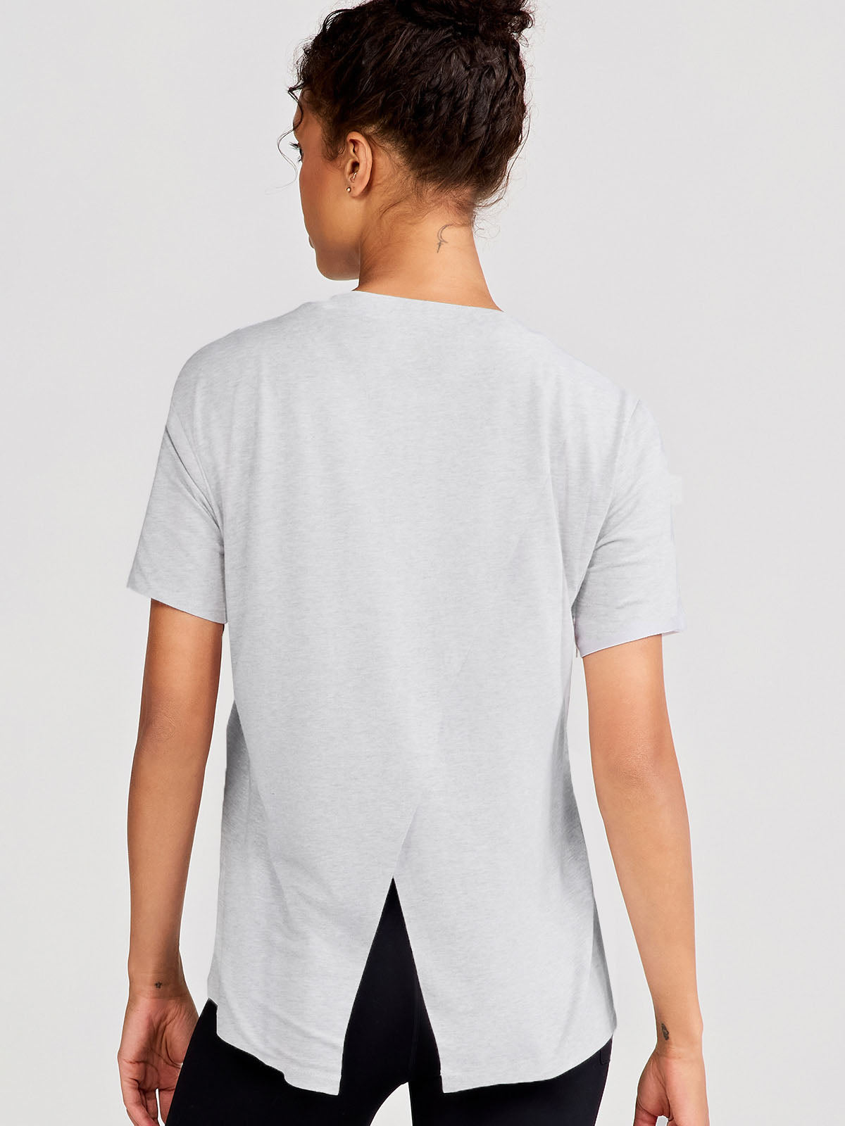 tasc Performance Uptown Luxe Cross Back T-Shirt - Light Heather Gray
