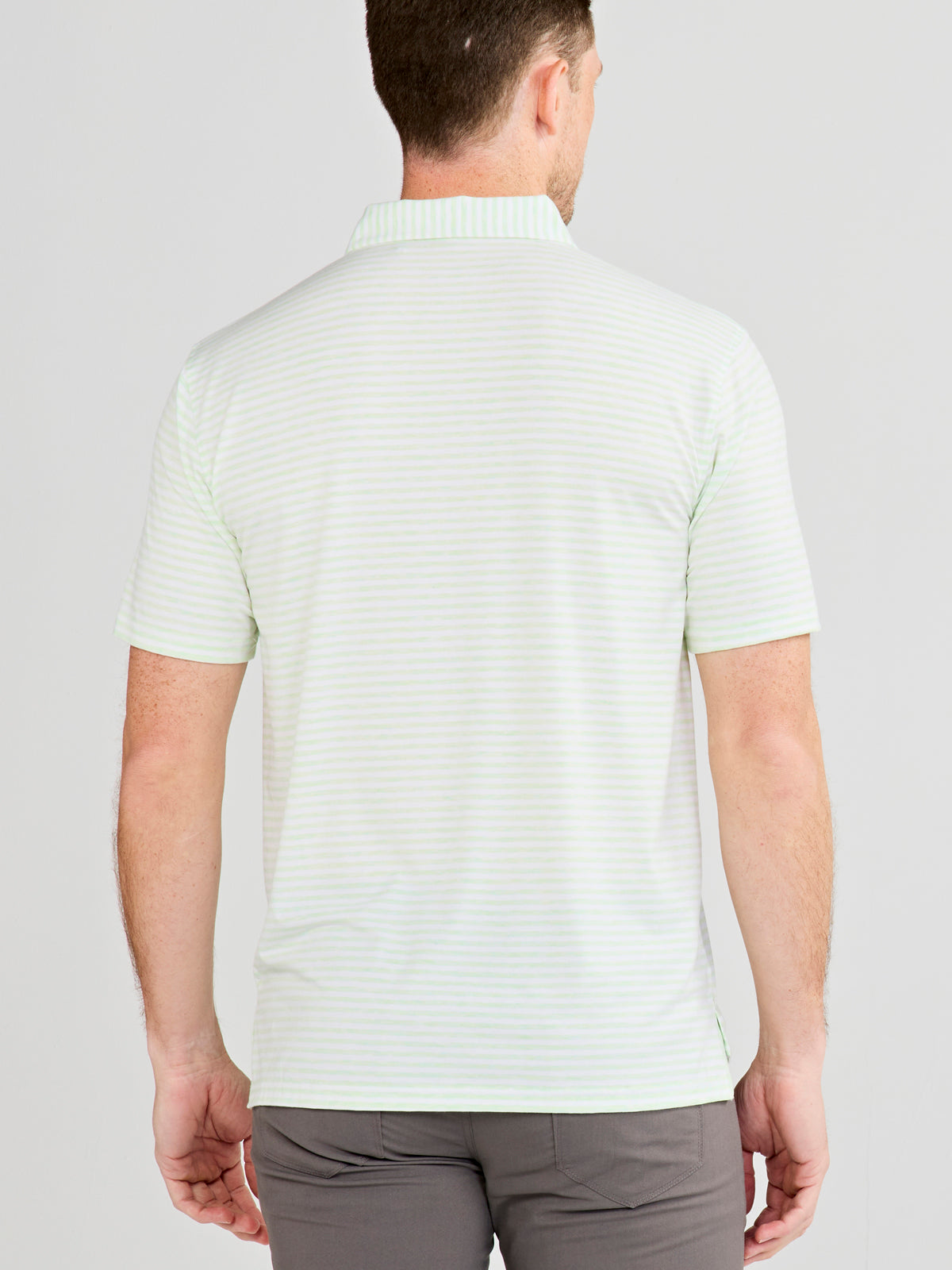 tasc Performance Cloud Polo Air Stripe - Aloe Heather/White