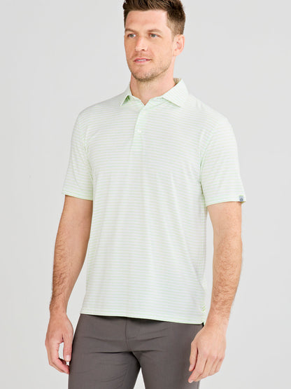 tasc Performance Cloud Polo Air Stripe - Aloe Heather/White