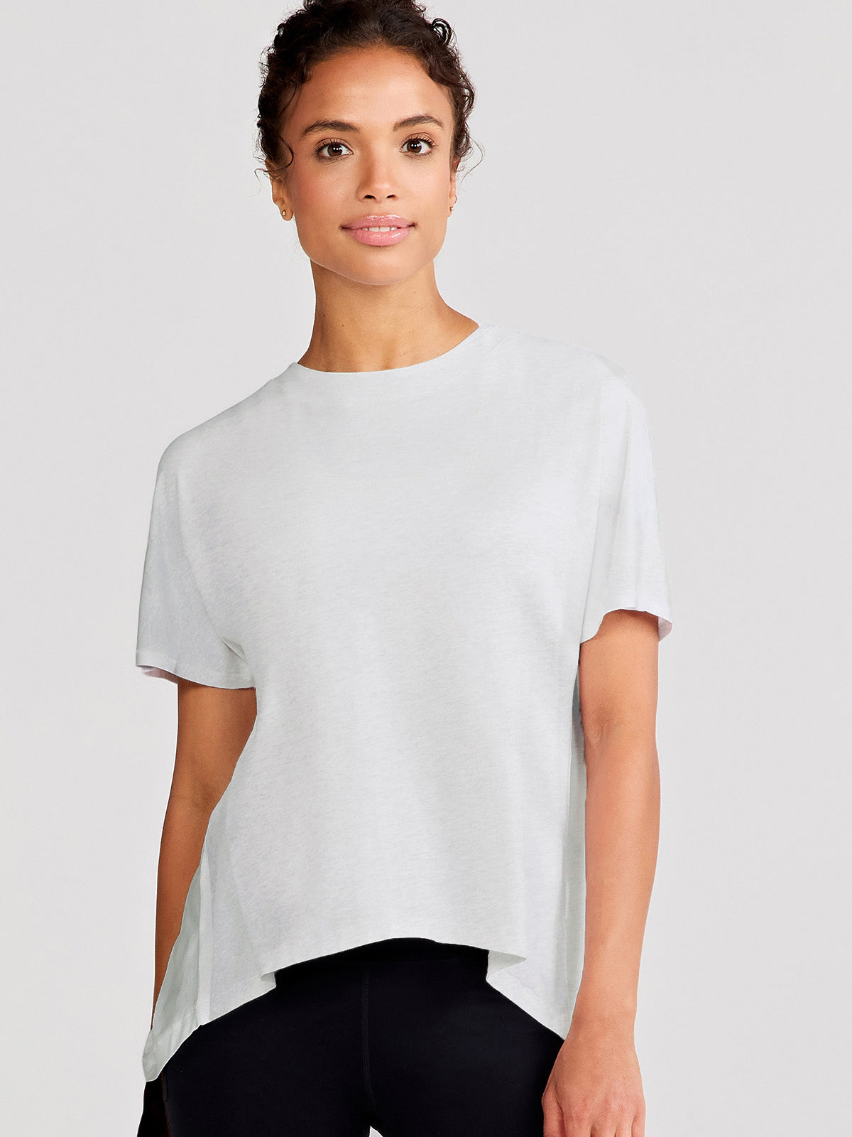 tasc Performance Uptown Luxe Cross Back T-Shirt - Light Heather Gray
