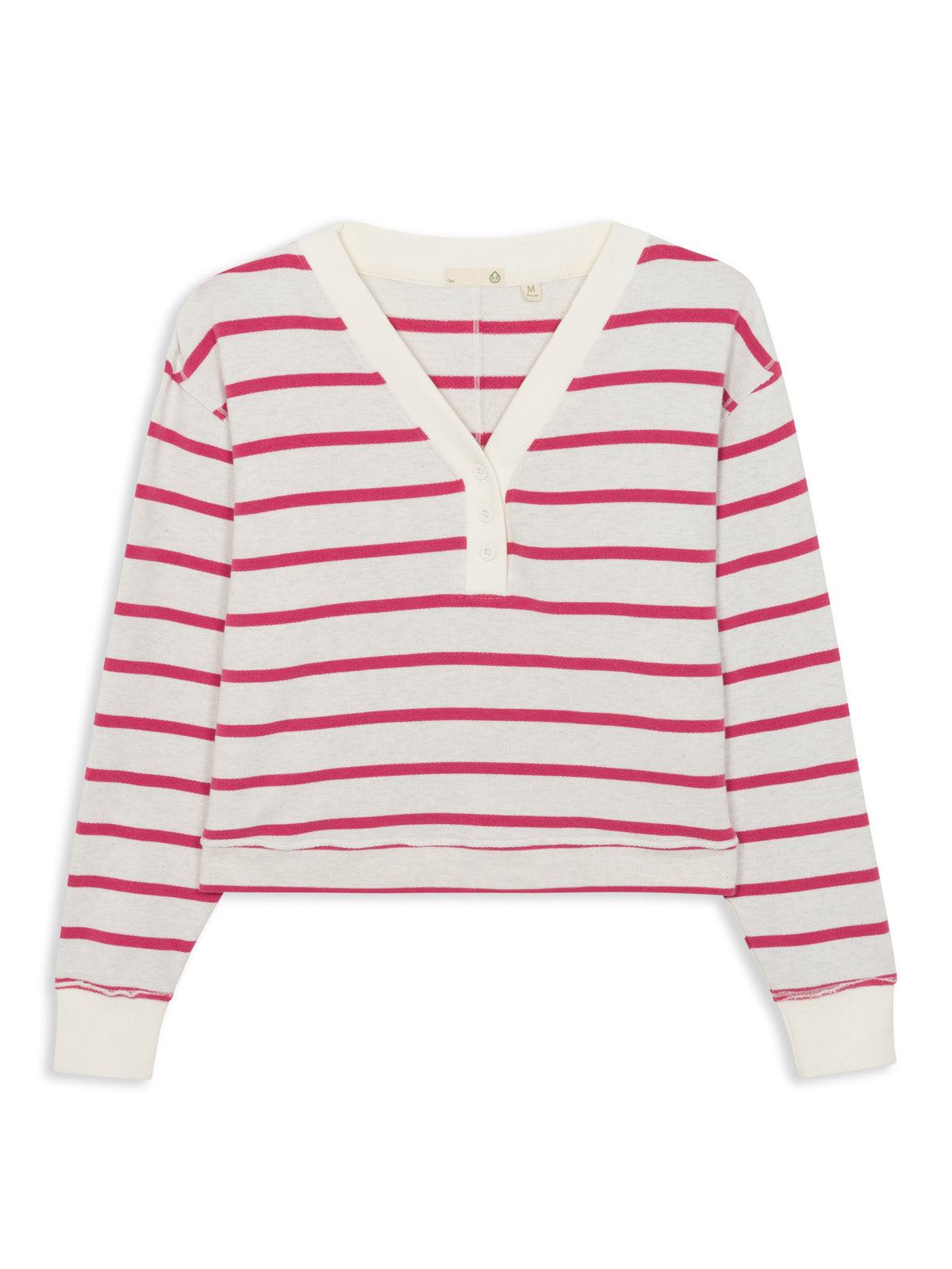 tasc Performance Varsity Henley Sweatshirt - Coconut Heather/Punch