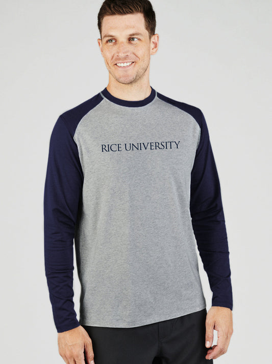 tasc Performance Carrollton Blocked Long Sleeve Fitness T-Shirt - Rice University