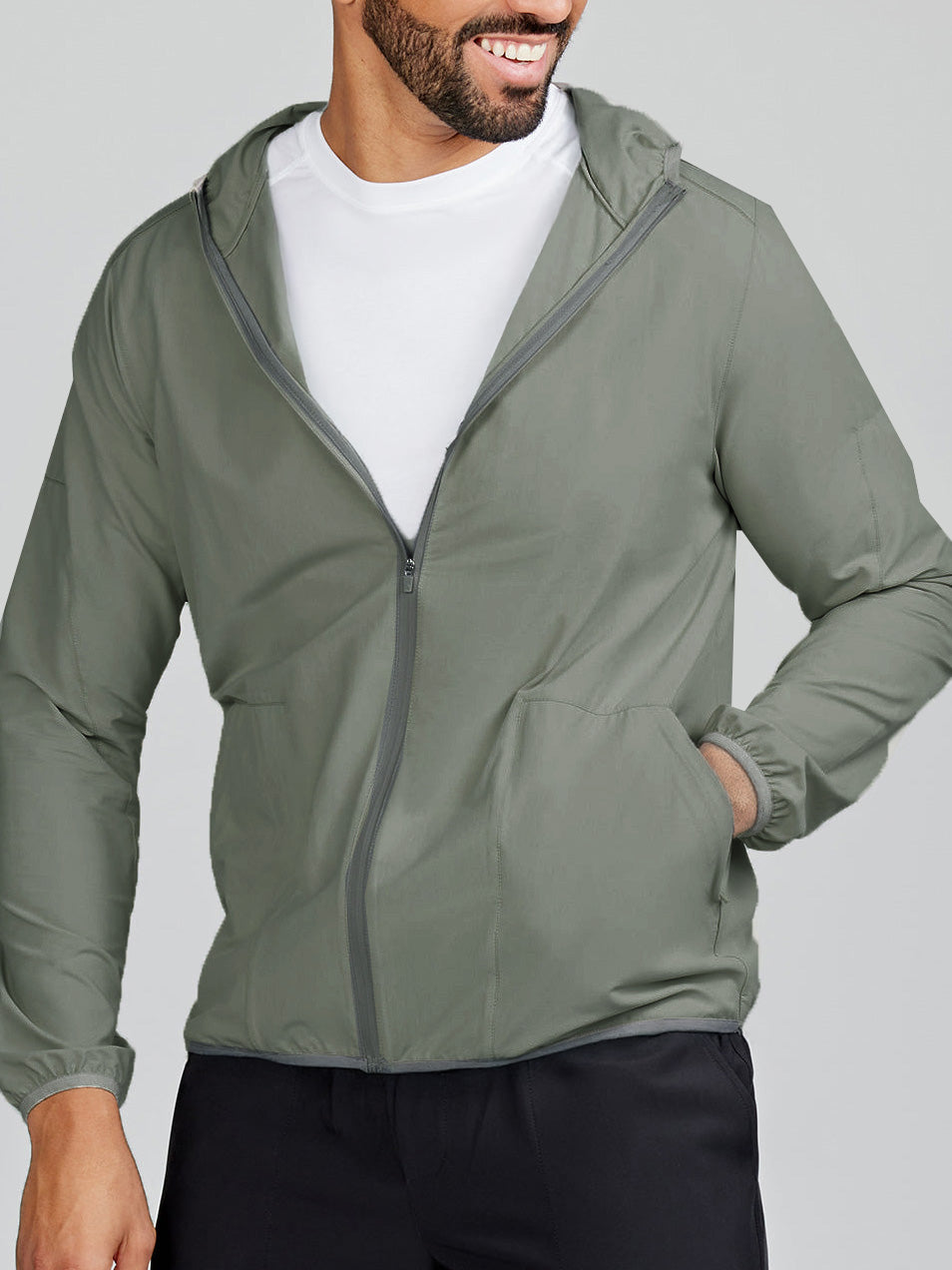 tasc Performance Swift Lightweight Hooded Windbreaker Jacket - Shale