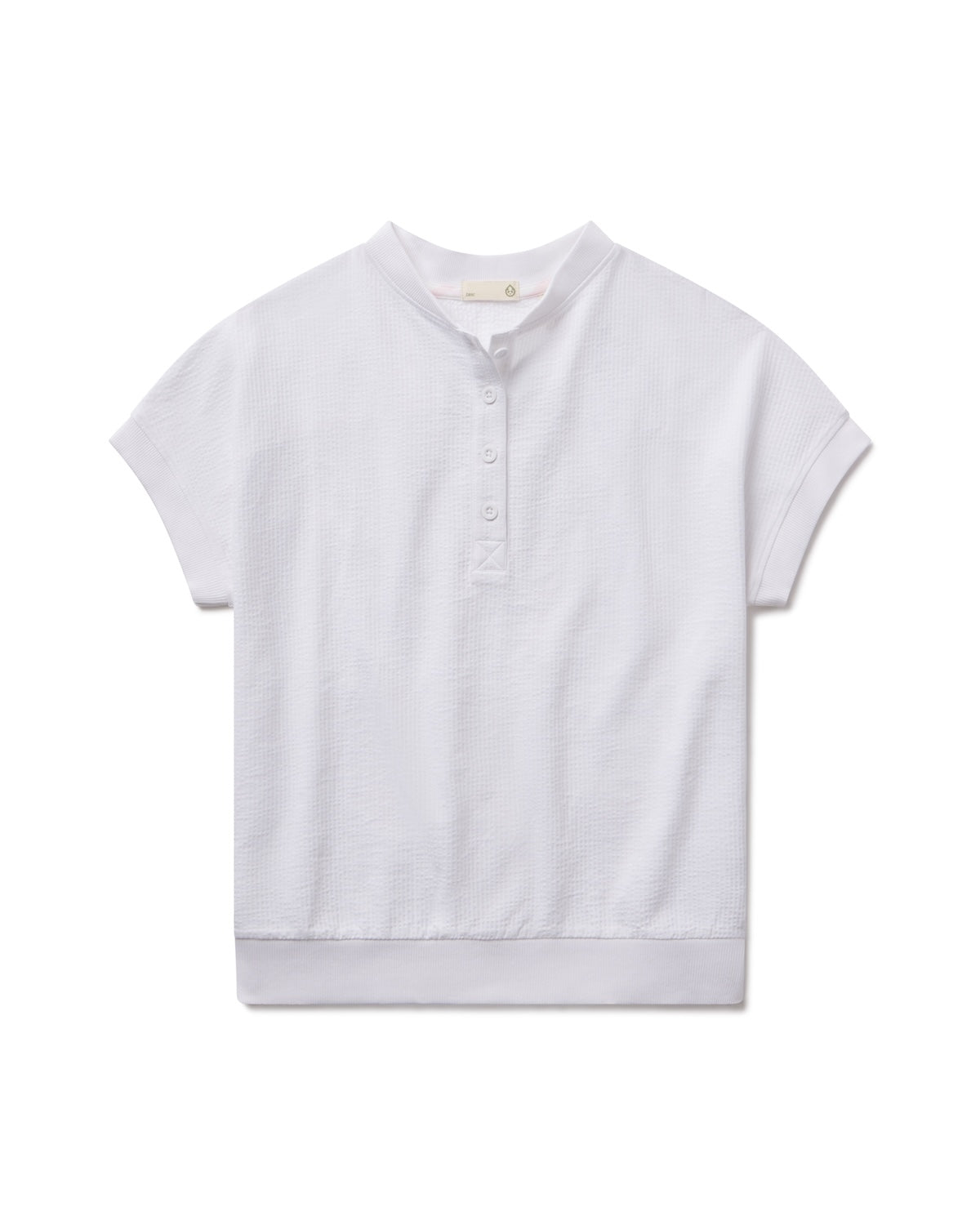 tasc Performance Villa Knit Seersucker Short Sleeve Henley - White