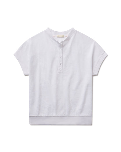 tasc Performance Villa Knit Seersucker Short Sleeve Henley - White