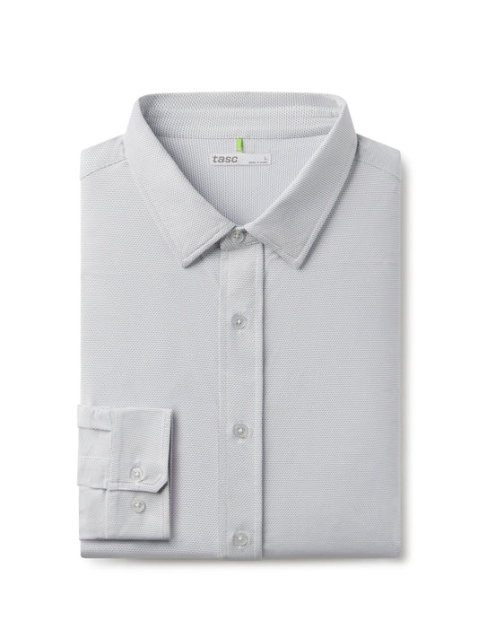 tasc Performance Wayfarer Classic Fit Knit Button Down - Marine Birdseye