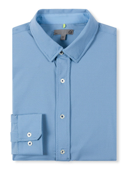 tasc Performance Wayfarer Tailored Fit Knit Button Down - Polar Dash Oxford