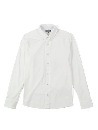 tasc Performance Wayfarer Tailored Fit Knit Button Down - White Diamond Oxford