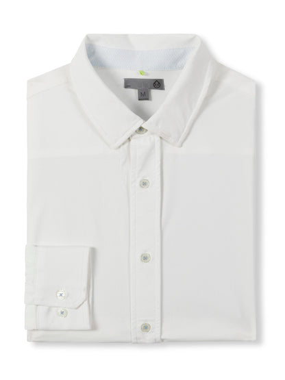 tasc Performance Wayfarer Tailored Fit Knit Button Down - White Diamond Oxford
