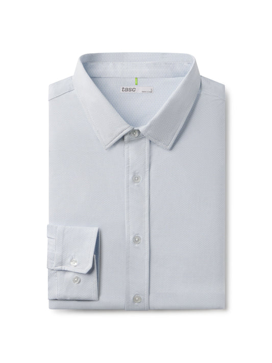 tasc Performance Wayfarer Classic Fit Knit Button Down - French Blue Dash Oxford