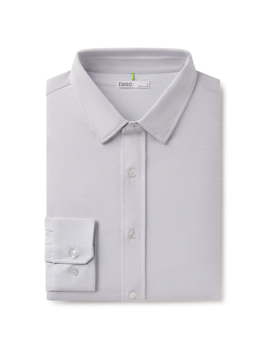 tasc Performance Wayfarer Classic Fit Knit Button Down - Iris Birdseye