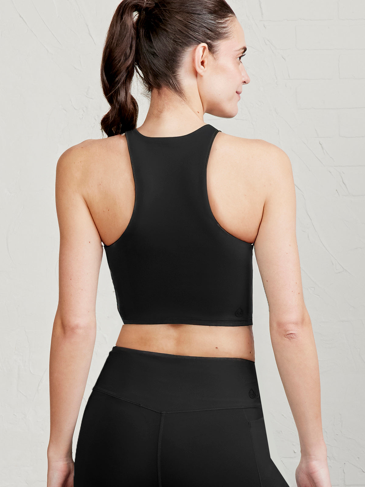 tasc Performance Sculptive Crop Tank with Built-in Bra - Black